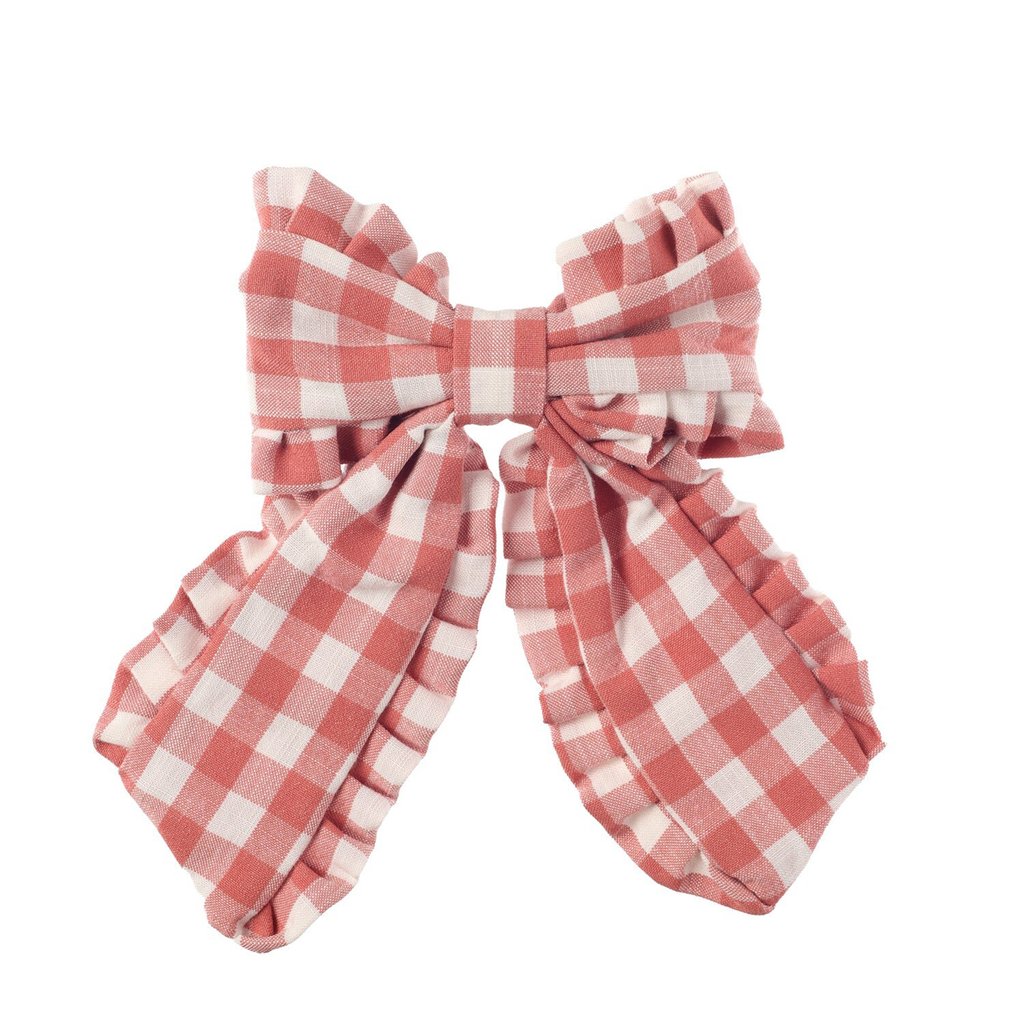 Rockahula Kids Haarspange Gingham Ruffle Long Bow Clip, pink
