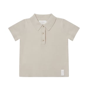 Leevje Unisex Strick Polo-Shirt mit kurzen Ärmeln, cappuccino
