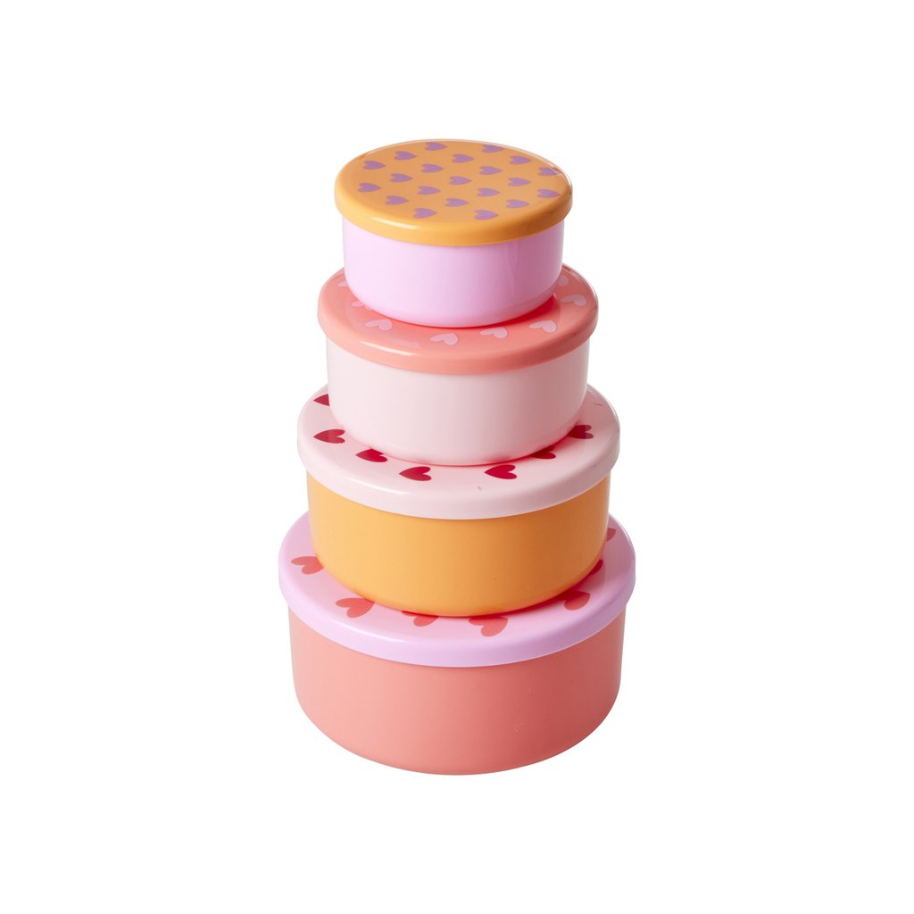 Rice Lebensmittelboxen rund Heart Print, mehrfahrbig (4-er Set)