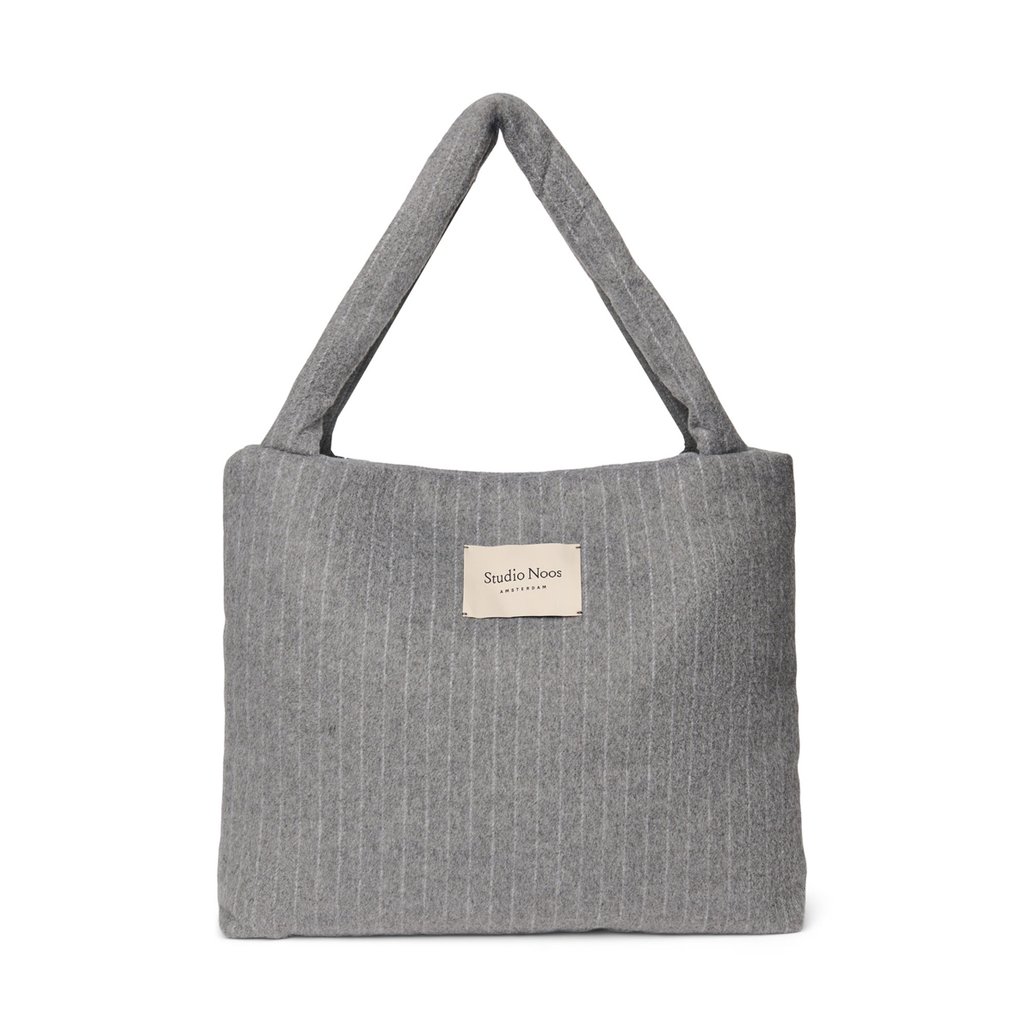Studio Noos Flannel Chalkstripe Mom Bag, Light Grey