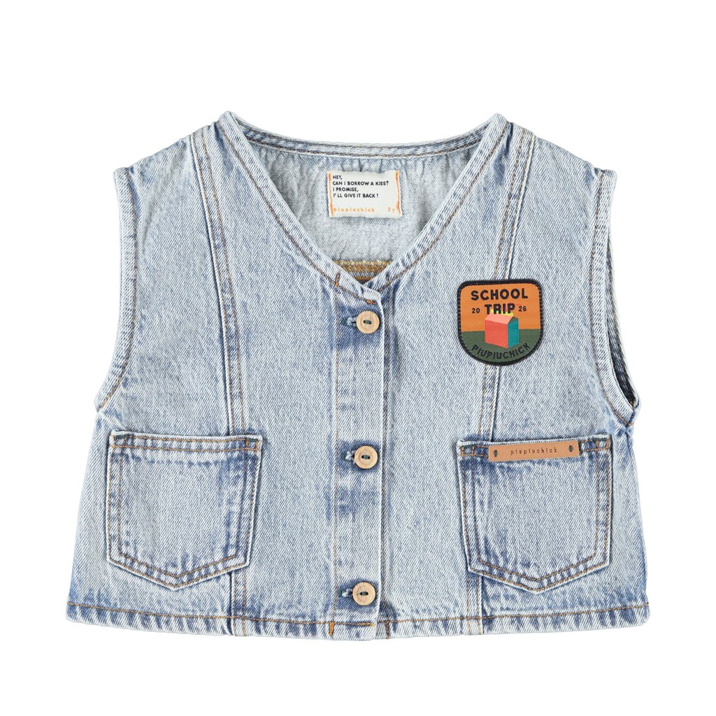 Piupiuchick Weste, Light blue denim mit Captain Print