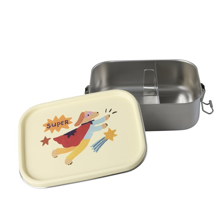 Rice Kleine Edelstahl-Lunchbox mit Hero Print, cream 1