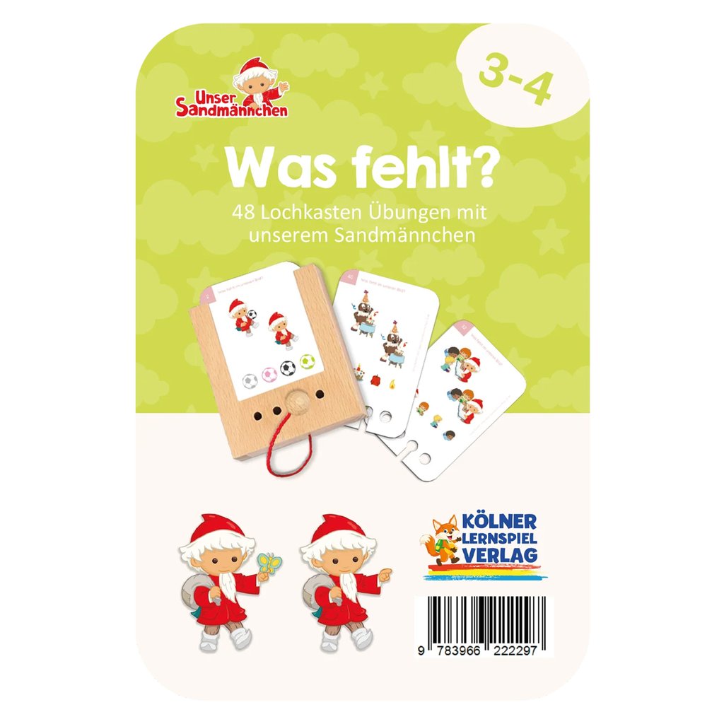 Kölner Lernspielverlag Lochkasten Kartensatz Was fehlt Sandmännchen (3-4 Jahre)