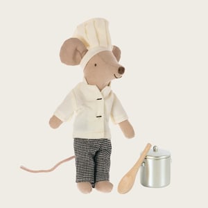 Maileg Kochmaus mit Suppentopf und Löffel