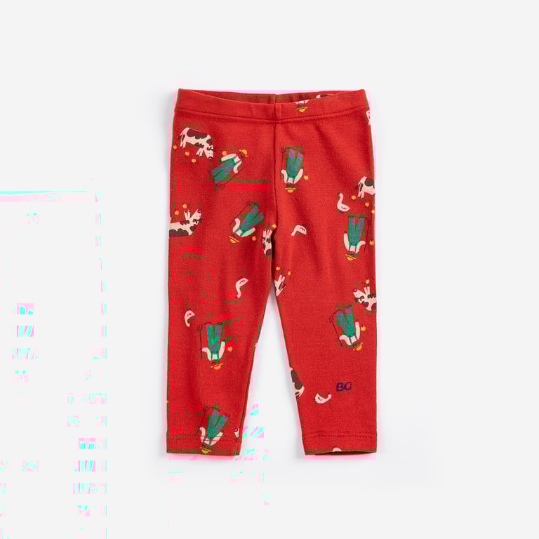 Bobo Choses Leggings Farm Adventure all over, red