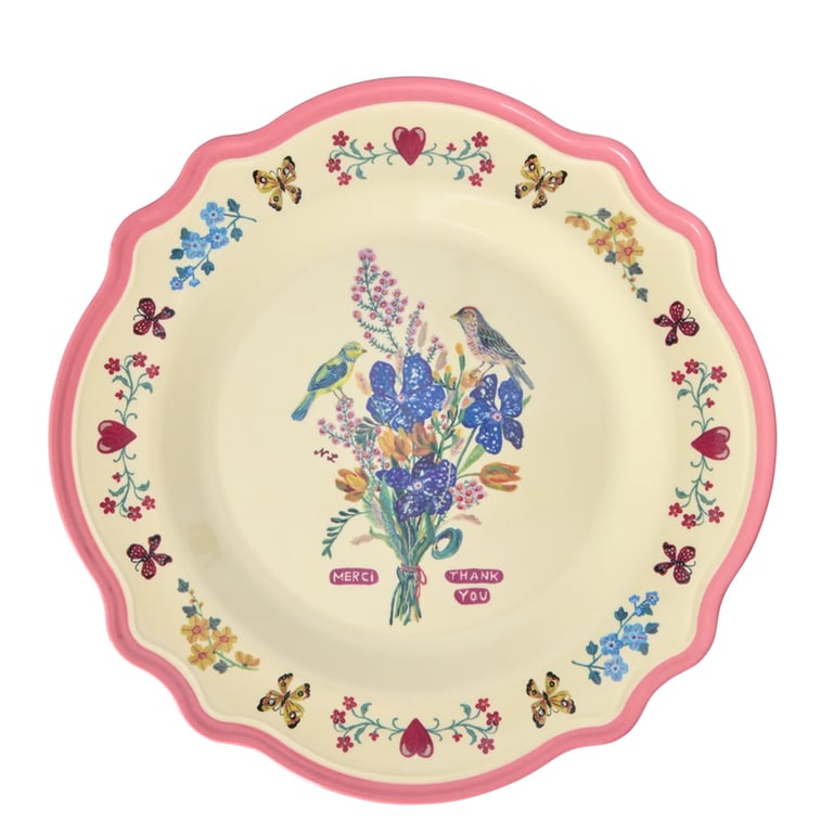 Rice Melamin Vintage Dinner Teller Nathalie Lété Print, Neon Pink