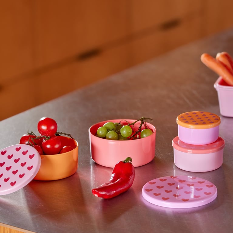 Rice Lebensmittelboxen rund Heart Print, mehrfahrbig (4-er Set) 1