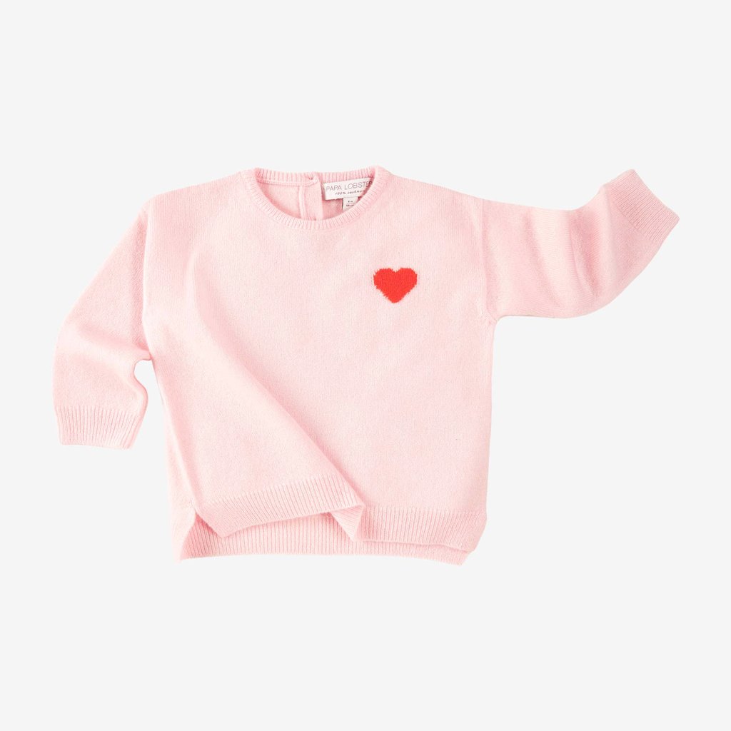 Papa Lobster Pullover Little Heart, rosé + korallenrot