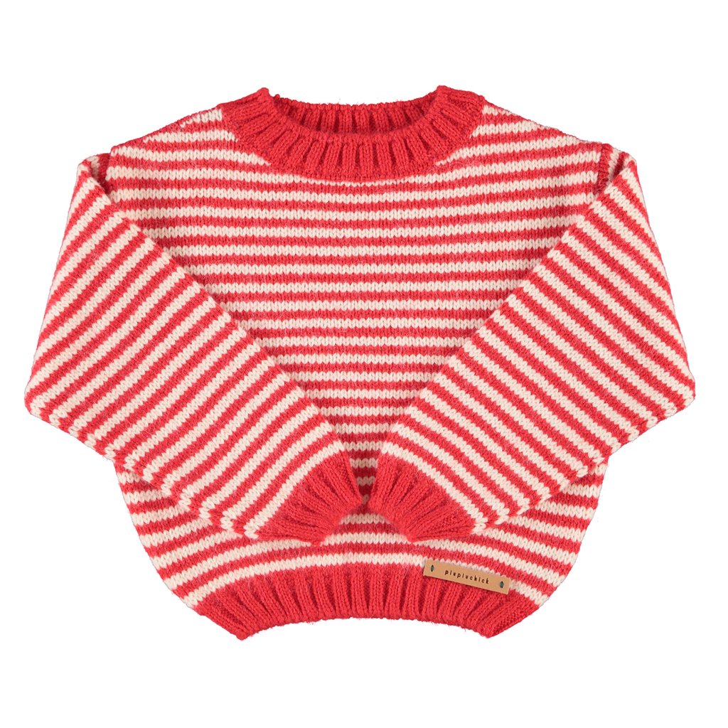 Piupiuchick Pullover, ecru & red stripes