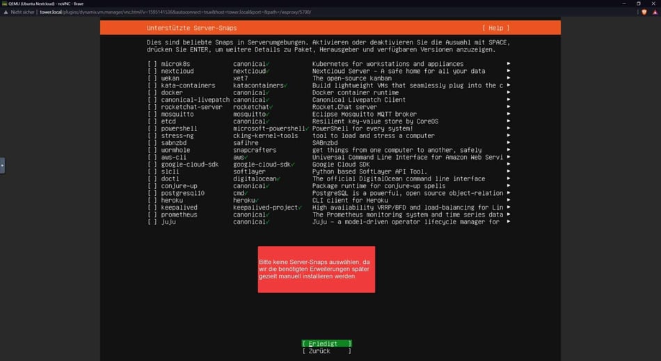 Bild 11 - Ubuntu Server Installation - Server-Snaps