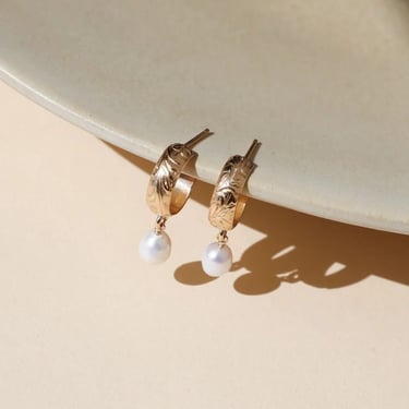Sophia Pearl Hoop Earrings - 14k Gold Fill