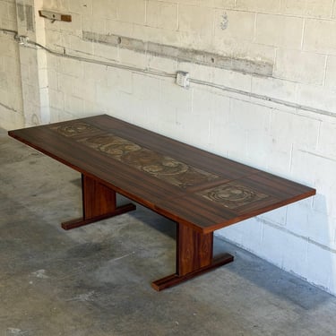 Gangsø Møbler Ox Art Tile Dining Table Two Leaves Rosewood Danish Mid-Century Modern 1970s 