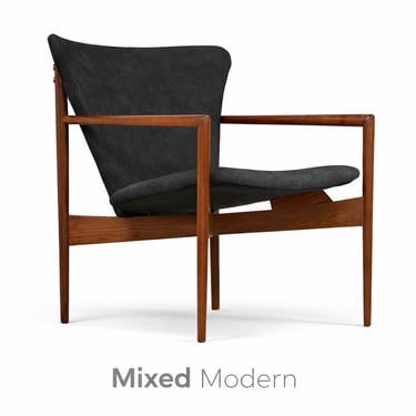 Refinished Walnut Leather Lounge Chair 
