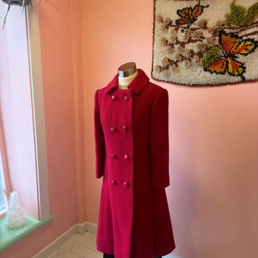 1960s Vintage Mod Fuscia Peacoat fits M/L by cherba