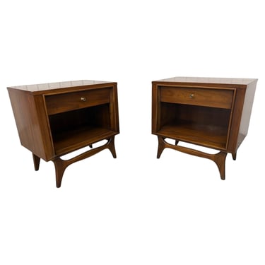 Mid-Century Modern Kent Coffey Insignia Walnut Nightstands - Set of 2 