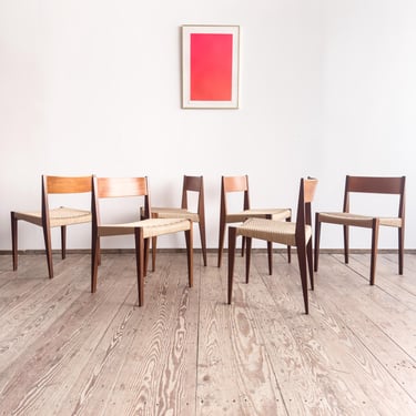 Set of6 Dining Chairs by Poul Cadovius, Walnut Pia Chair 