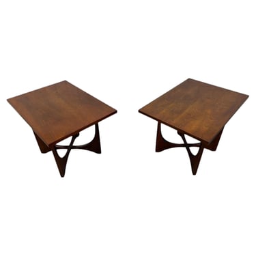 Mid-Century Modern Broyhill Brasilia Square Walnut Side Tables - Set of 2 