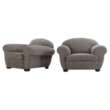 A Large Pair of Art Deco Upholstered Club Chairs.