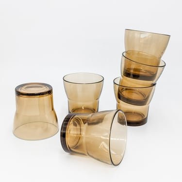 1980s Amber Glasses Made in France, Set of 6 