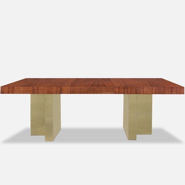 Mid-Century Walnut and Brass Expanding Dining Table by Milo Baughman