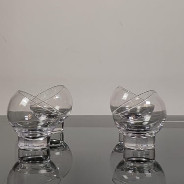 Set of 4 large Brandy glasses / iconic modern glasses / slanted heavy glass snifters / space age / collectible barware 