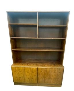 MCM Poul Hundevad brazilian rosewood wall unit with birch interior 77H 54.5W 17D