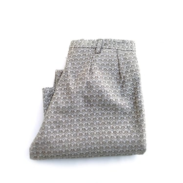 Vintage 70s Women's Flare Pants: Italian Wool Blend Retro Pattern 