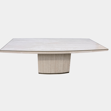 Travertine and Brass Dining Table by Willy Rizzo