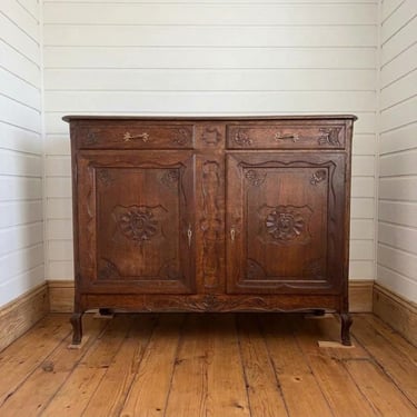 Vintage French Provincial Carved Oak Buffet