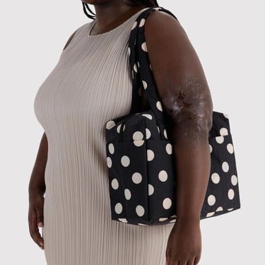 Everyday Cloud Bag - Black and Cream Polka Dot