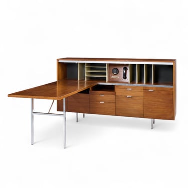 George Nelson for Herman Miller Mid Century Walnut Desk with Return - mcm 