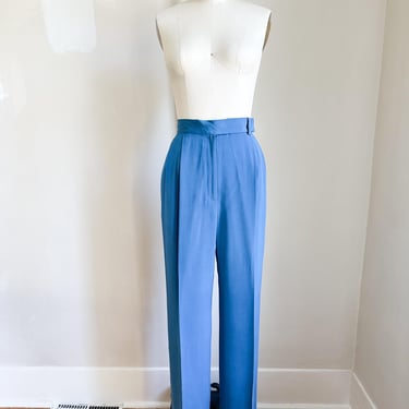 Vintage 1990s Jones New York Blue Silk Pants / Trousers // 27