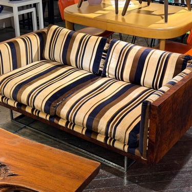 Burlwood Loveseat (1) by Milo Baughman for Thayer Coggin, Circa 1960s - *Please ask for a shipping quote before you buy. 