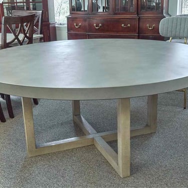 RH  French Country  Beam Grey Concrete & Teak Dining Table