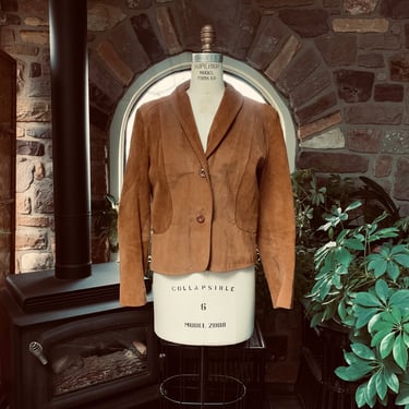 Vintage 1970s Rust Brown Suede Button Front Jacket North American Leather Gassy Jack Canada 
