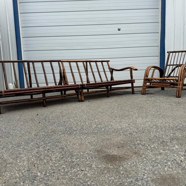 Vintage Ficks Reed Modular Rattan Sectional Sofa & Lounge Chair – 3 Piece Set 