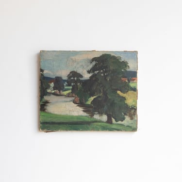 Trees by the Stream Oil Painting