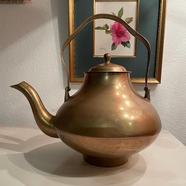 Vintage Solid Brass Kettle With Handle | Rustic Kitchen Decor Kettle | Collectible Teapot 