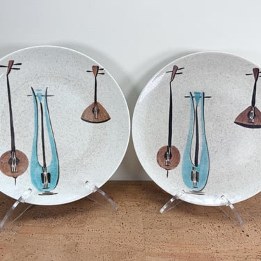 Red Wing Lute Song (2) Dinner Plates | Instruments | 1958-1959 | USA 