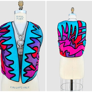 JUDITH ROBERTS 80s/90s Abstract Vest | 1980s 1990s Pop Art Vest | La Coleccion Label | Picasso Style | Made in Mexico | Size Medium 