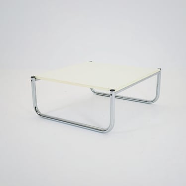 Mid century Bauhaus Coffee Table - Chrome Tubular Steel & White Laminate - Marcel Breuer Italy 1980s 