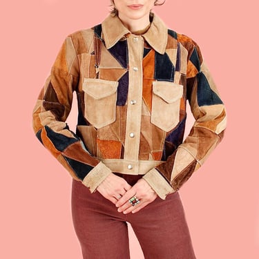 ViNtAgE 60's Suede Jacket // Patchwork Mod Coat Rare by Gassy Jack // 70's Color Block HiPPiE BoHo XS 