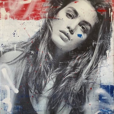 Cindy Crawford art, graffiti/street art, resin finish, wall decor , large art 