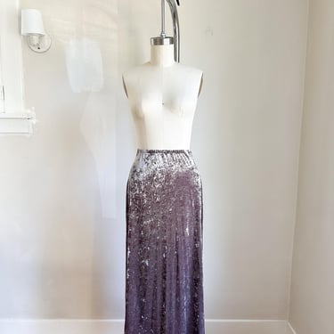 Vintage 1990s / Y2K Hanky Panky Crushed Velvet Maxi Skirt / XS-S 