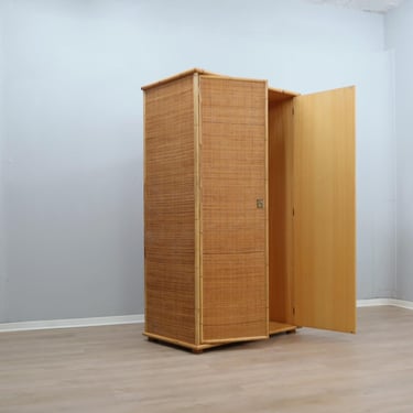 Vintage Dal Vera bamboo & rattan freestanding wardrobe 1970s 