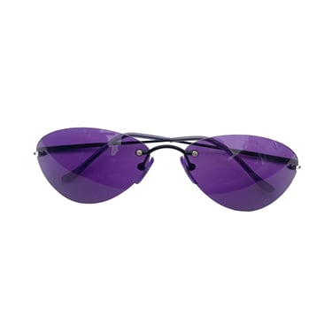 Vintage Y2K Purple and Black Oval Sunglasses 