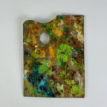 Small Vintage Artist's Painting Palette With Remnant Oil Paint 