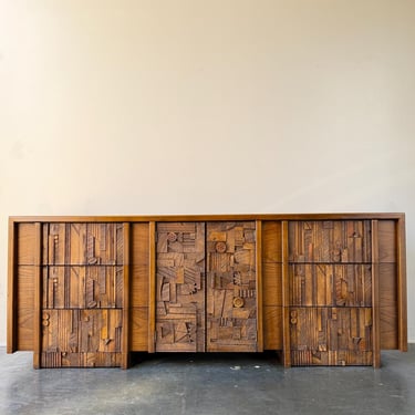 Mid Century Modern Brutalist Lane Pueblo Long Dresser Or Credenza 
