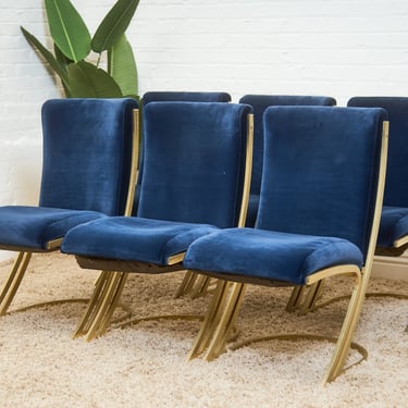 Mid-Century Basset Navy Blue Chairs Set of 6