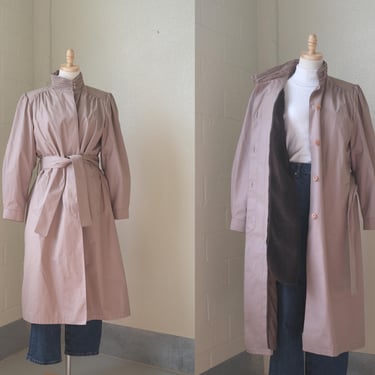 Khaki Trench Coat | Fleece Interior | Crinkled Collar | Size 16 Petite 
